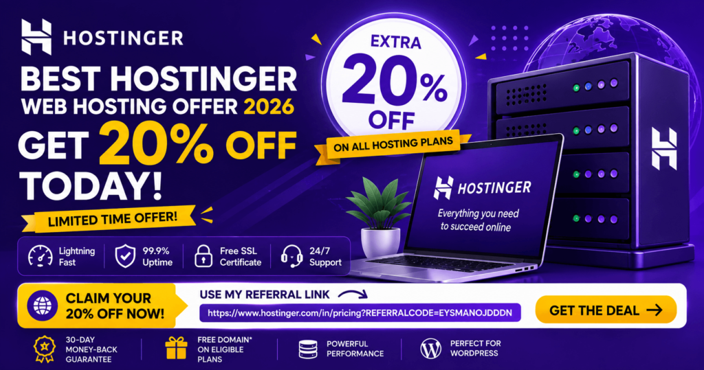 Best Hostinger Web Hosting Offer 2026 Get 20% Off Today